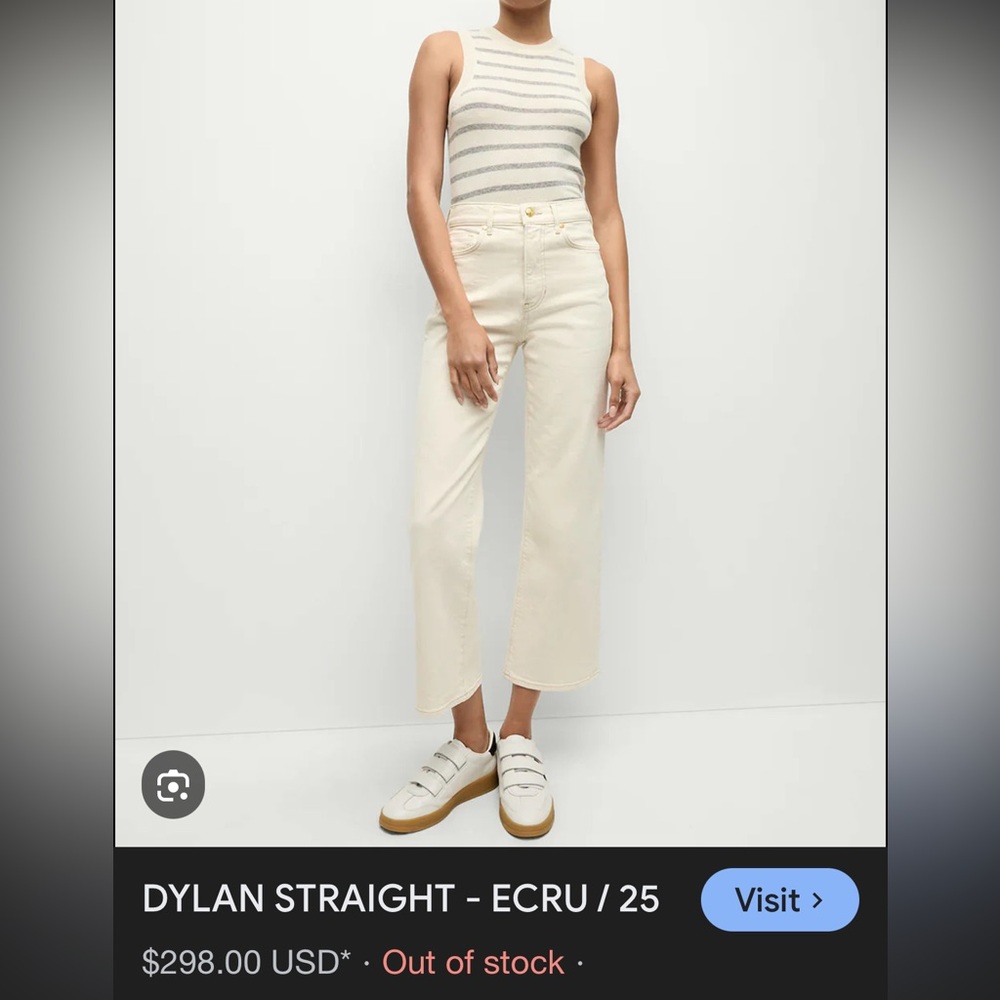 VERONICA BEARD • Dylan straight leg ankle high rise jean ecru - 25 - Picture 5 of 12